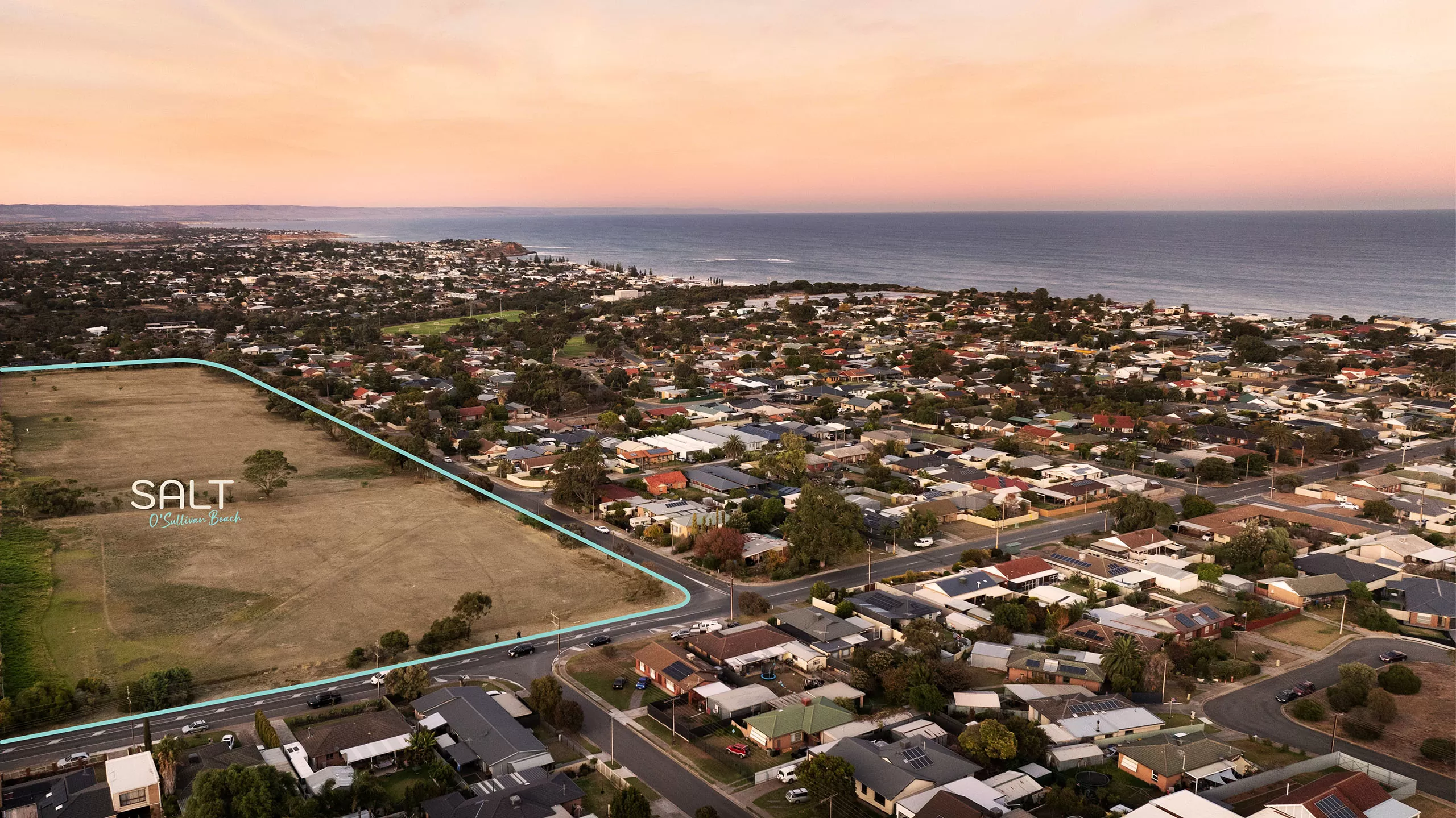 Aerial view of the Salt land release site at O'Sullivan Beach